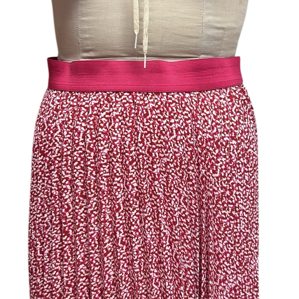 Vince‎ Camuto Pink/Ivory Pleated Floral Midi Skirt Lightweight Feminine Girly XL - Picture 7 of 15